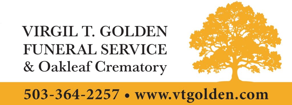 Virgil T Golden Funeral Service & Oakleaf Crematory Logo 503-364-2257 www.vtgolden.com